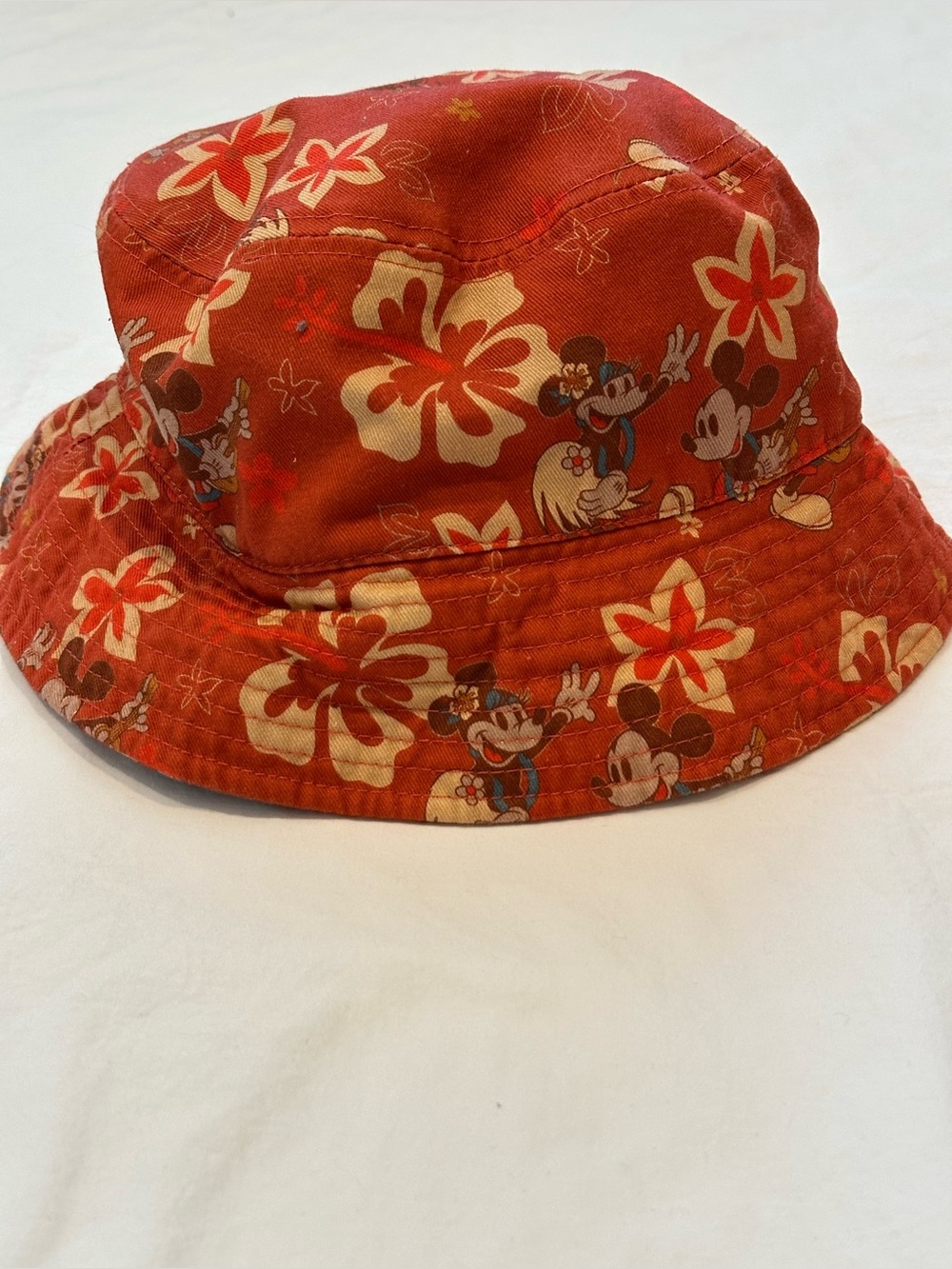 Disney Parks Mickey Minnie Hawaiian Tropical Tiki Bucket Hat One Size